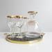 Glass Carafe With Liqueur Glasses And Tray, Mid Century Liqueur Set Gold-plated