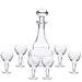 Glass Liqueur Carafe And Six Glasses Art Nouveau Style Glass Carafe For Wine, Vodka