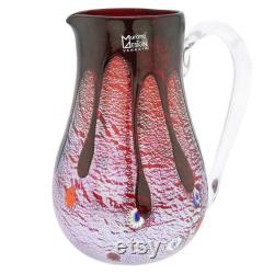 GlassOfVenice Murano Glass Carafe Silver Lava Red