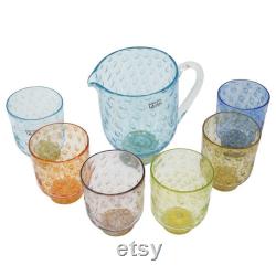 GlassOfVenice Murano Glass Decanter Set Serenissima Carafe And Six Glasses