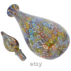 GlassOfVenice Murano Glass Millefiori Bottle Decanter Multicolor