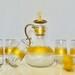 Gold Pattern Carafe Set, Glass Carafe And Cup, Glass Pitcher, Glass Decanter, Handmade Decanter Set, Water Pitcher, Juice Carafe