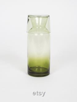 Green Bedside Carafe, Green Jug, Pitcher Jug Decanter Flask Bottle Cup