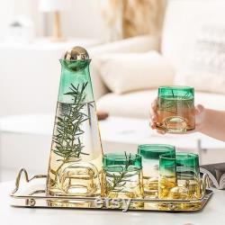 Green and Yellow Carafe Set with Tray