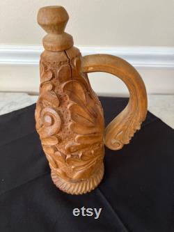 Hand Carved Wood Carafe