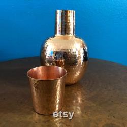 Hand Hammered 64oz Copper Water Carafe with 10oz Hammered Copper Cup Topper