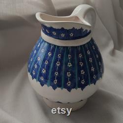 Hand Painted Decorative Ceramic Jug for Kitchen or Living Room, Blue White Beverage Jug