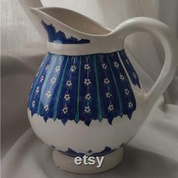 Hand Painted Decorative Ceramic Jug for Kitchen or Living Room, Blue White Beverage Jug