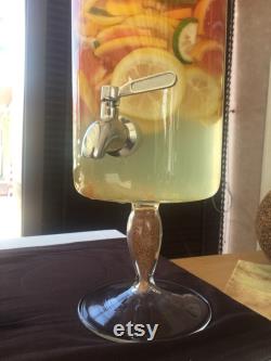 Hand-blown glass dispencer with bronzed faucet and lid for infused tea flavoured drinks and for unique breakfast services 5L