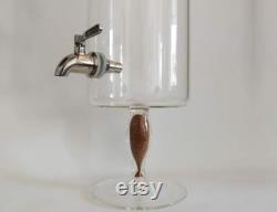 Hand-blown glass dispencer with steel tap and lid for infusion flavored drinks and for unique breakfast services. 5L, New100125