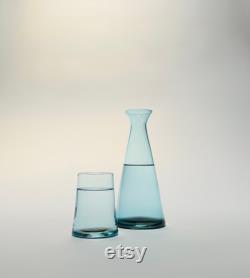 Handblown Bedside Carafe, Copper Blue