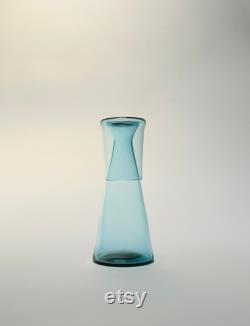 Handblown Bedside Carafe, Copper Blue