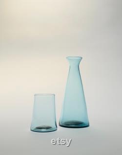 Handblown Bedside Carafe, Copper Blue