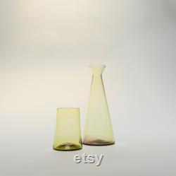 Handblown Bedside Carafe, Olive Green