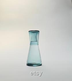 Handblown Bedside Carafe, Steel Blue