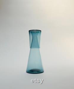 Handblown Bedside Carafe, Steel Blue