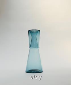 Handblown Bedside Carafe, Steel Blue