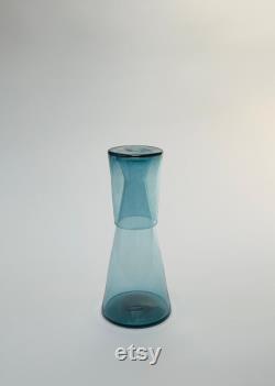 Handblown Bedside Carafe, Steel Blue