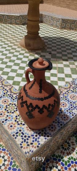 Handcrafted Beverage Dispenser Handmade Moroccan Ceramic Natural Bio Beverage Dispenser Pitcher Perfect for Chilled Water, Juice, Decoration