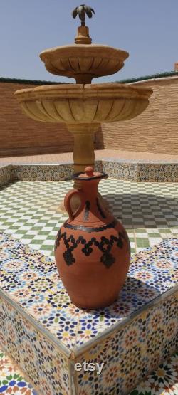 Handcrafted Beverage Dispenser Handmade Moroccan Ceramic Natural Bio Beverage Dispenser Pitcher Perfect for Chilled Water, Juice, Decoration
