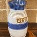Handmade Blue And White Glazed Pottery Wine Carafe Pitcher Kitchen Utensil Holder Stamped Wine Pottery Wine Lovers Mother's Day Gift