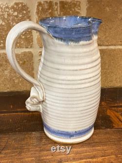 Handmade Blue and White Glazed Pottery Wine Water Carafe Handled Pitcher Kitchen Utensil Holder Pottery Grape Pitcher Mother's Day Gift