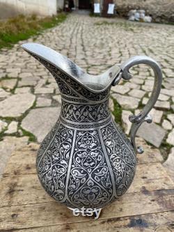 Handmade Copper Pitcher, Pure Copper Water Jug, Old Anatolian Motifs, Decor Vase,Traditional Carafe,Hancrafted Souvenir,New Home Gift