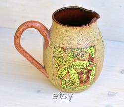 Handmade ceramic pitcher, Pottery water jug, Decorative jar, Hand painted ceramic jar, Ceramic carafes Ready to ship