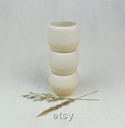 Handmade stoneware ceramic carafe set with matte white glaze pottery, cups, pourer, jug, wine, water, dinnerware, tableware, modern design