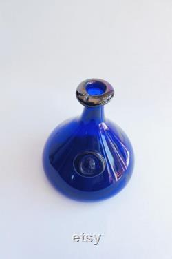 Holmegaard Carafe, Holmegaard Viking Carafe designed by Ole Winther, Fat cobolt blue glass decanter, Holmegaard wine carafe, Wine pourer