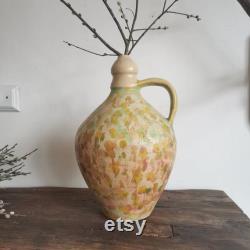 Huge Terracotta Vintage clay handmade pottery jug water wine circa 1930s Hungarian, Pot, Flask, wine pitcher Vase Decor unique gift