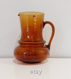 Italian amber carafe antique amber pitcher handled amber carafe amber vase amber glass jug