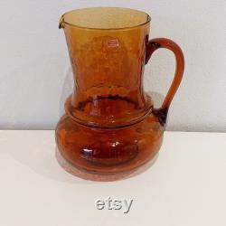 Italian amber carafe antique amber pitcher handled amber carafe amber vase amber glass jug