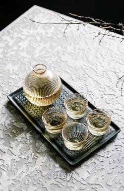 Japanese Sake Set Wine Decanter Carafe Sake Decanter Wine Decanter Set Carafe Set Barware Champagne Gold Clear Gold Rim