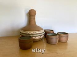 Judy Darbyshire Pottery Southwestern Carafe and Cups Set