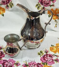 Large Handmade Anatolian Copper Jug and copper cup water jug, water pot, kitchen decor, home decor
