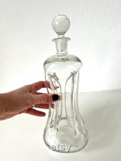 Large clear Holmegaard Kluk Kluk decanter, Holmegaard Decanter designed by Jacob Bang, Kluk Kluk glass decanter, Holmegaard decanter