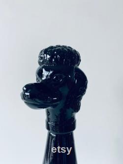 Large poodle shaped decanter in black glass