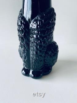 Large poodle shaped decanter in black glass