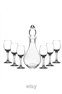 Liquor Set 7 Piece Glass Drinking Set, Liqueur decanter Lead Wine Set Carafe Wine Glasses,Carafe Set, Water Carafe, Carafe Glass Set,
