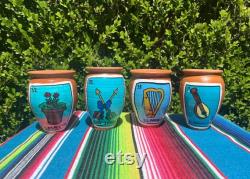 Loteria Handpainted Cantaritos Single Cantaritos Variety of Designs Jarrito de Barro Individual Pieces Clay Cups Center Pieces