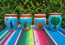 Loteria Handpainted Cantaritos Single Cantaritos Variety of Designs Jarrito de Barro Individual Pieces Clay Cups Center Pieces