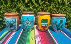 Loteria Handpainted Cantaritos Single Cantaritos Variety of Designs Jarrito de Barro Individual Pieces Clay Cups Center Pieces