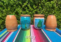 Loteria Handpainted Cantaritos Single Cantaritos Variety of Designs Jarrito de Barro Individual Pieces Clay Cups Center Pieces