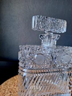 Luxurious crystal glass carafe with hancut motif 1970s