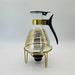 Mcm Gold Stripe Pyrex Glass Coffee Carafe With Gold Stand And Black Metal Candle Cup