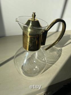 MCM vintage Princess House coffee or tea carafe with brass accents