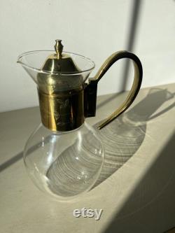 MCM vintage Princess House coffee or tea carafe with brass accents