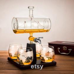 MURRANO Decanter Set with Whiskey Glasses Personalised Whiskey Glasses 1000 ml Whiskey decanter, 300 ml Whiskey glasses Master