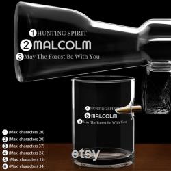 Maverton Rifle Decanter with 4 bullet Glasses for man Whiskey Set with engraving For Birthday Customised Glassware for husband